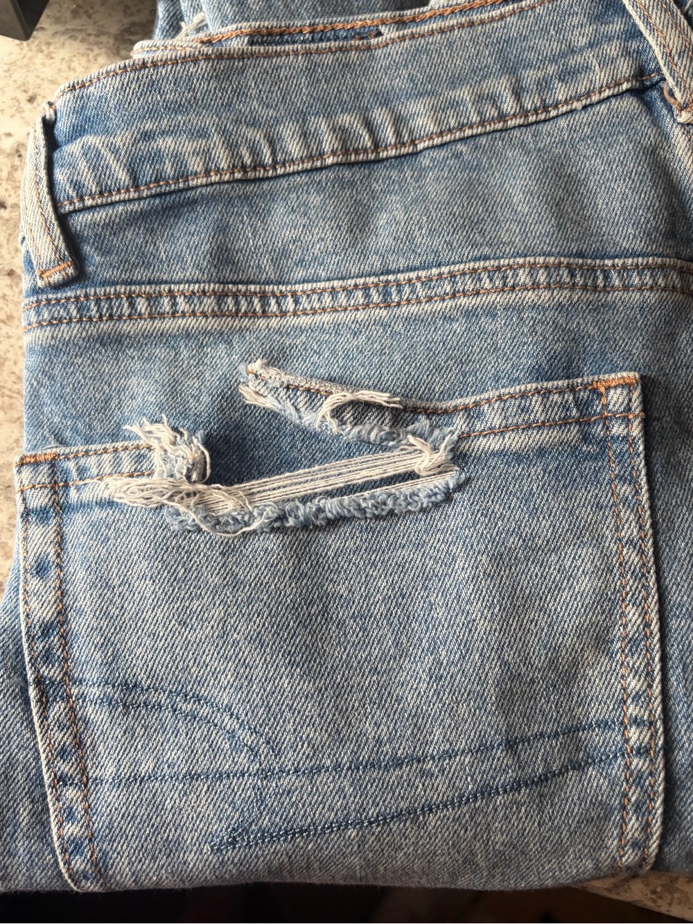 American Eagle Outfitters Light Blue Distressed Straight Leg Jeans - Picture 7 of 7